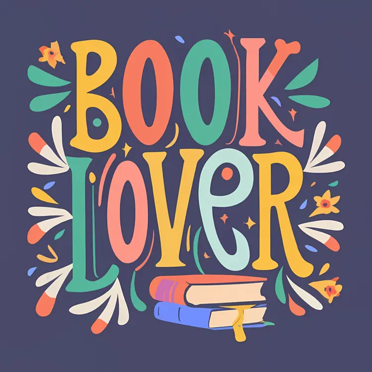 Book Lover Text with Colorful Design