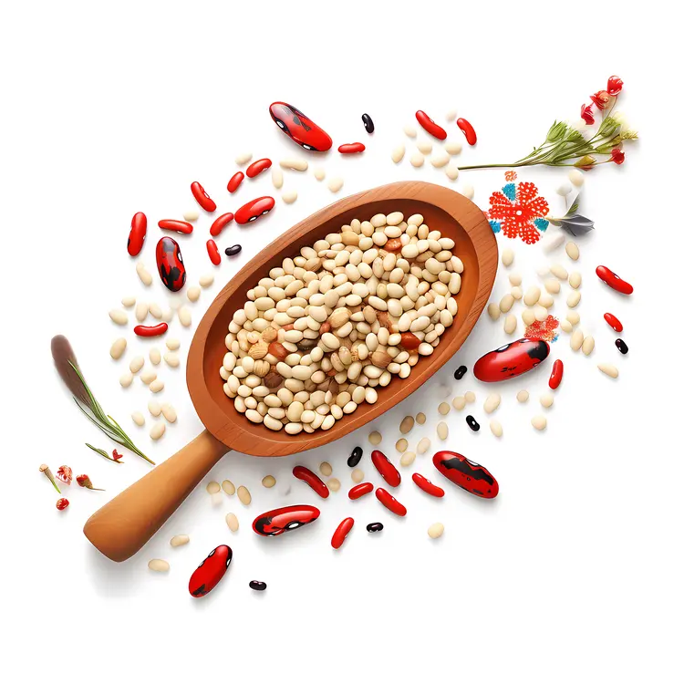 Wooden Scoop with Assorted Beans