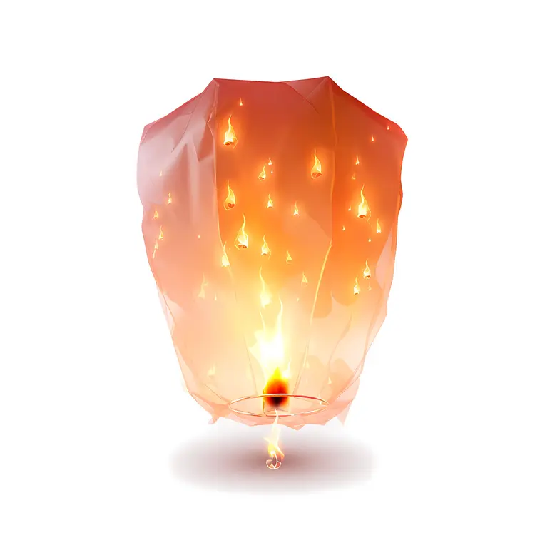 Illuminated Sky Lantern with Fire