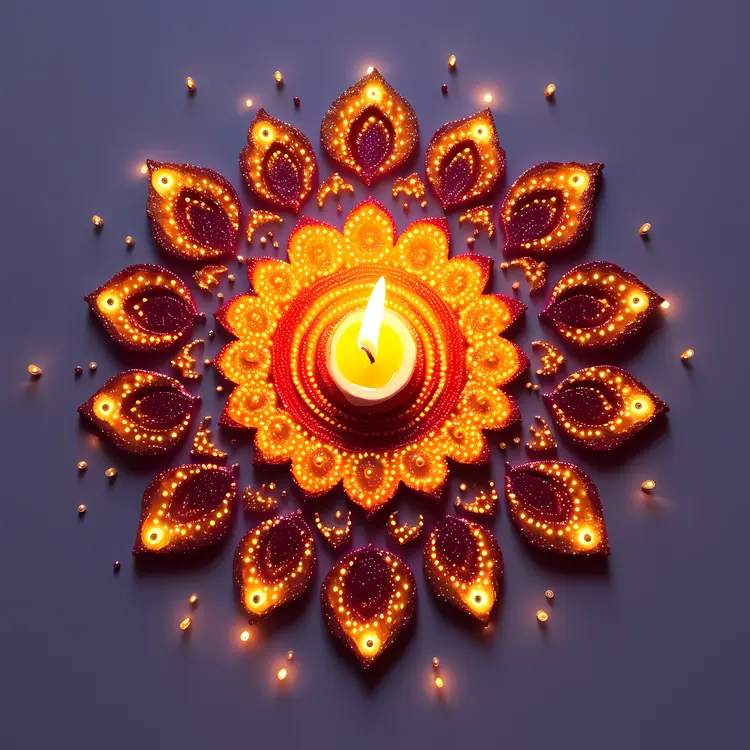 Diya Lamp with Intricate Mandala Design for Diwali