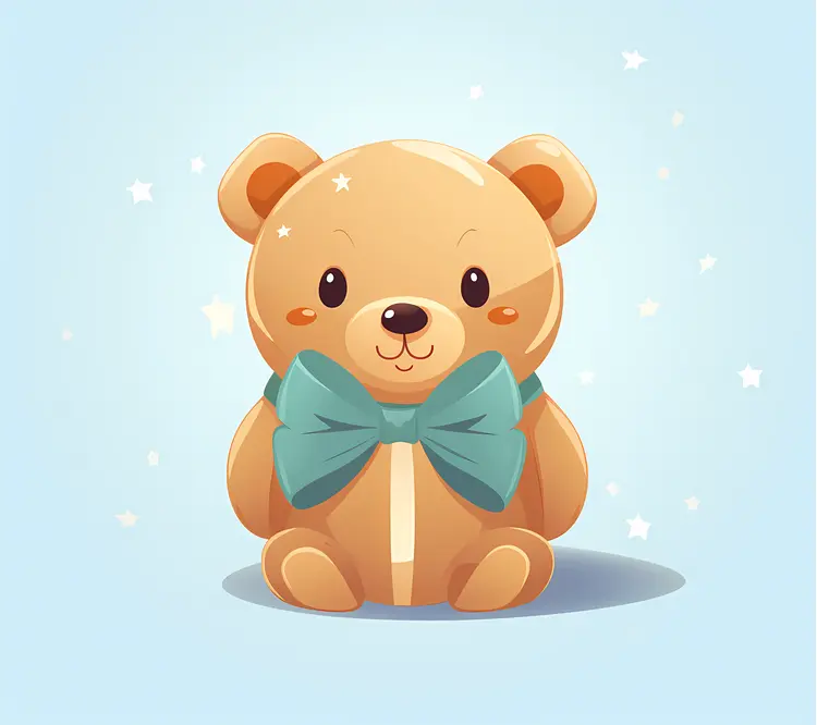 Cute Teddy Bear with Blue Bow Tie