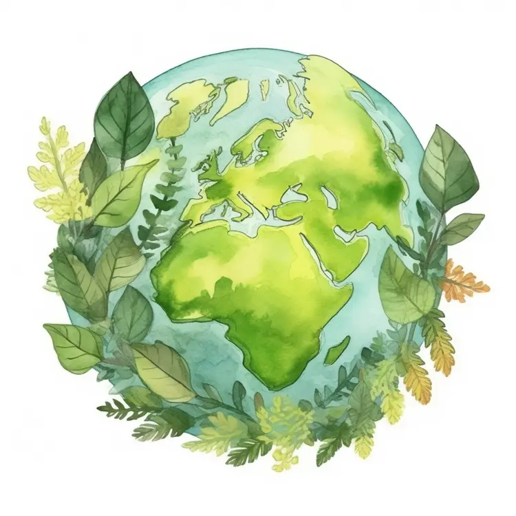 Green Earth with Leaves