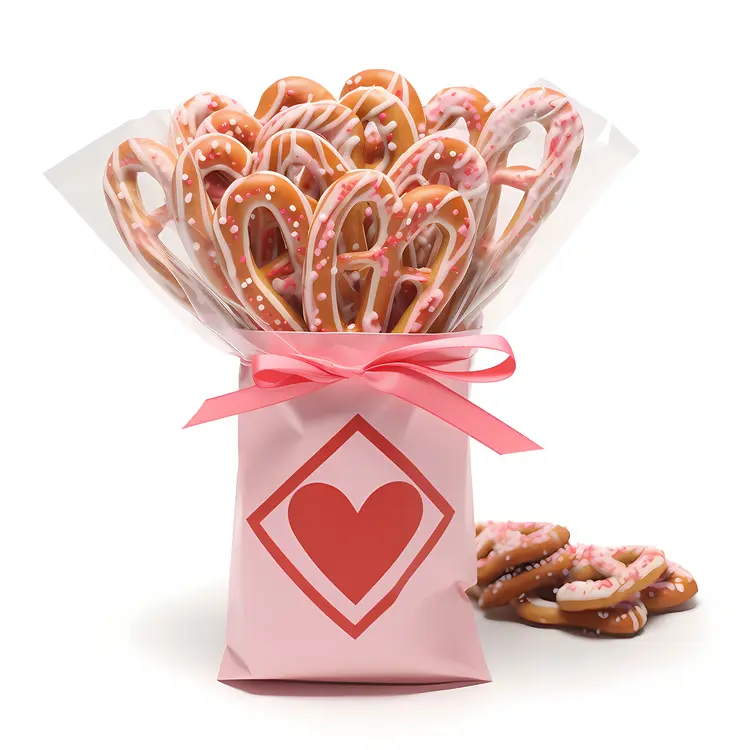 Pretzels in Pink Diamond Heart Gift Bag