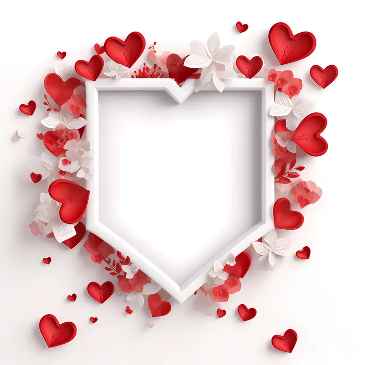 Pentagon Frame with Red Hearts for Valentine's Day