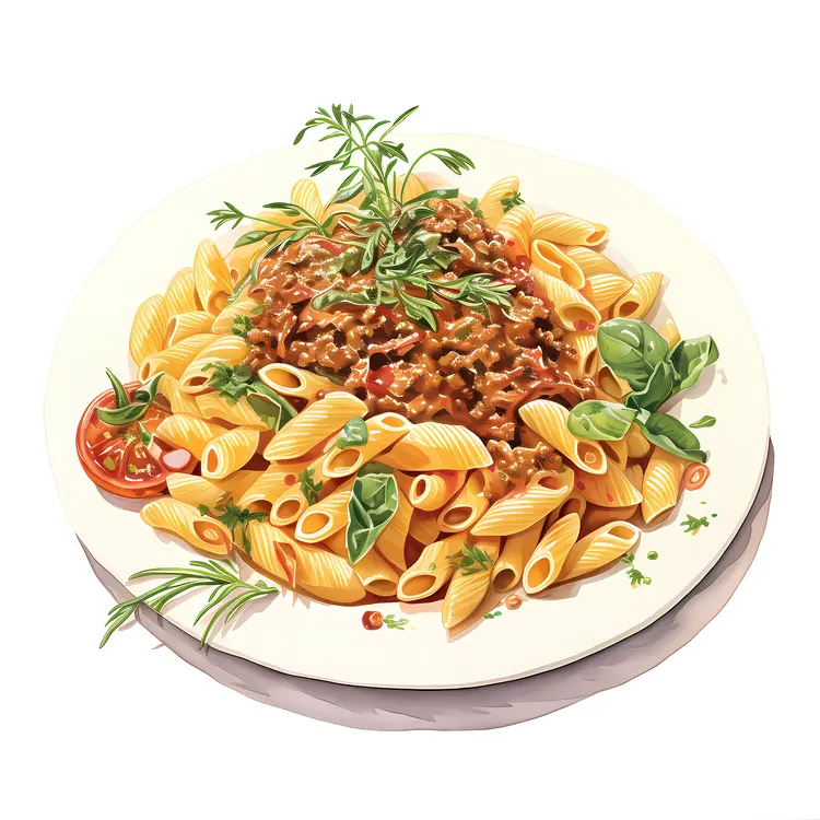 Pasta with Meat Sauce and Garnish