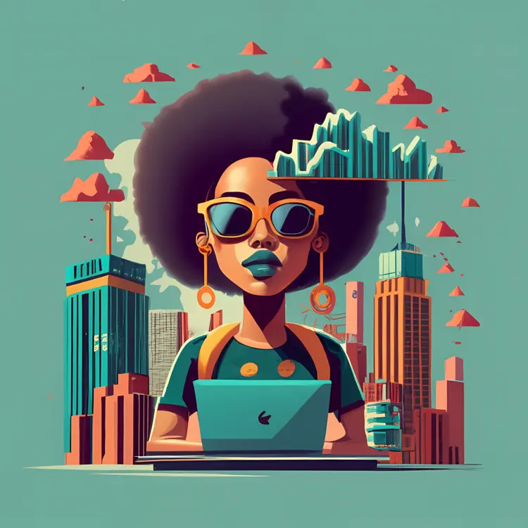 Woman with Skyscrapers Illustration