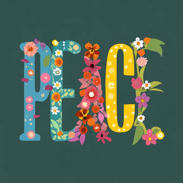 Floral Peace Typography with Flowers