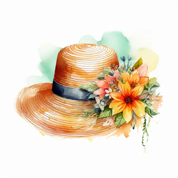Beautiful Straw Hat with Floral Decoration