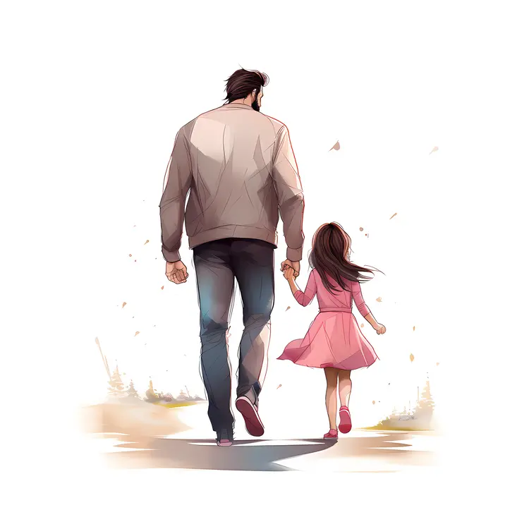 Father and Daughter Walking Together