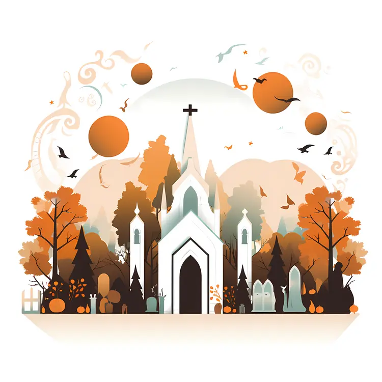 Spooky Church with Graveyard