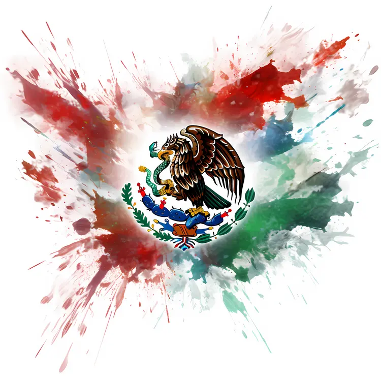 Mexican flag with eagle and serpent