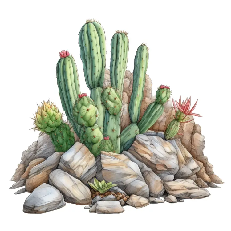 Cactus Growing Among Rocks
