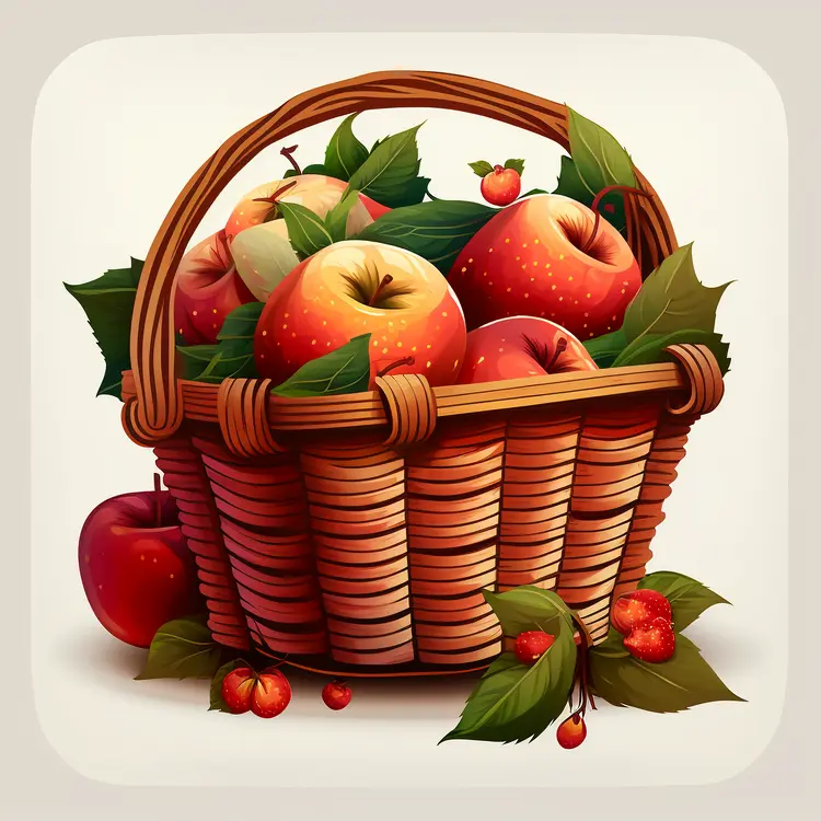 Wicker Basket of Fresh Apples