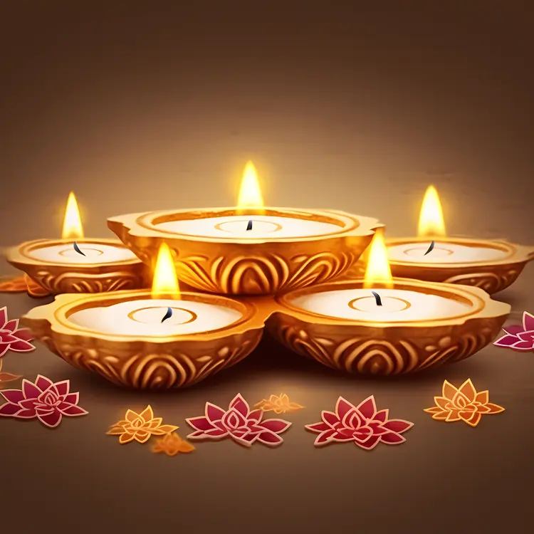Golden Candles for Diwali Celebration