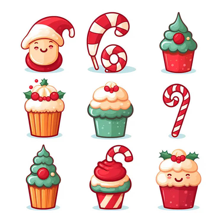 Festive Christmas Cupcakes and Candy Canes