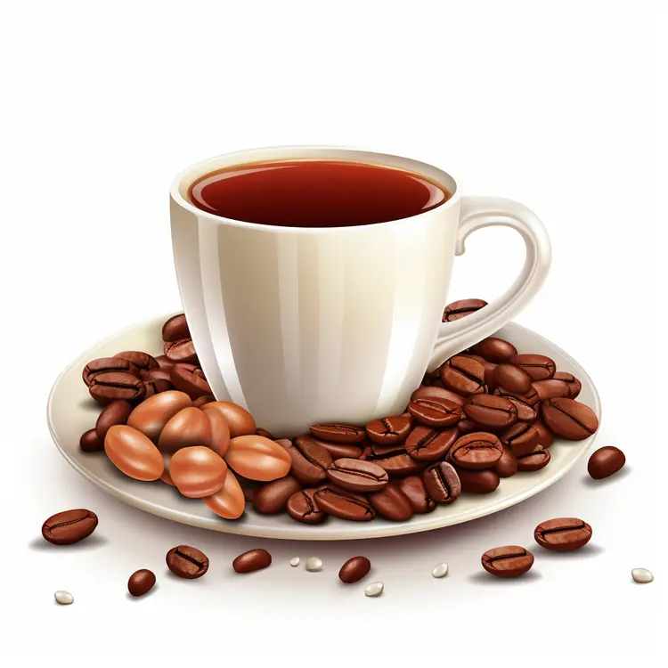 White Coffee Cup with Coffee Beans