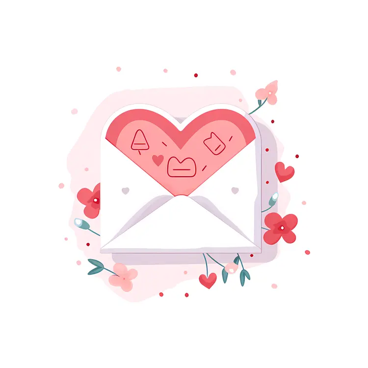 Heart Envelope with Flowers