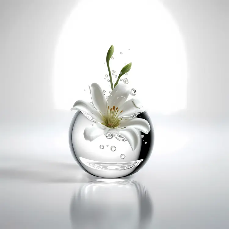 White Lily in Glass Vase