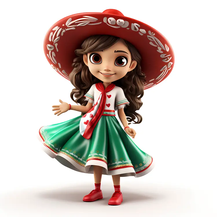 Cute Girl in Traditional Mexican Attire