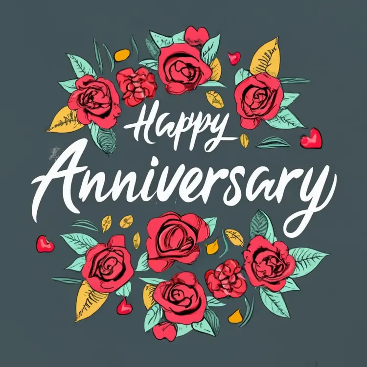 Happy Anniversary with Floral Wreath