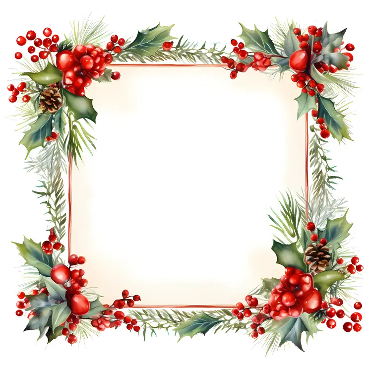 Holly and Berries Decorative Frame