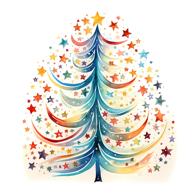 Colorful Starry Christmas Tree