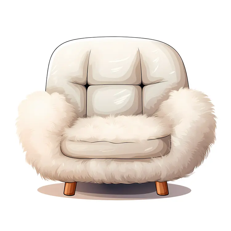 Modern Plush Armchair with Fur Accents