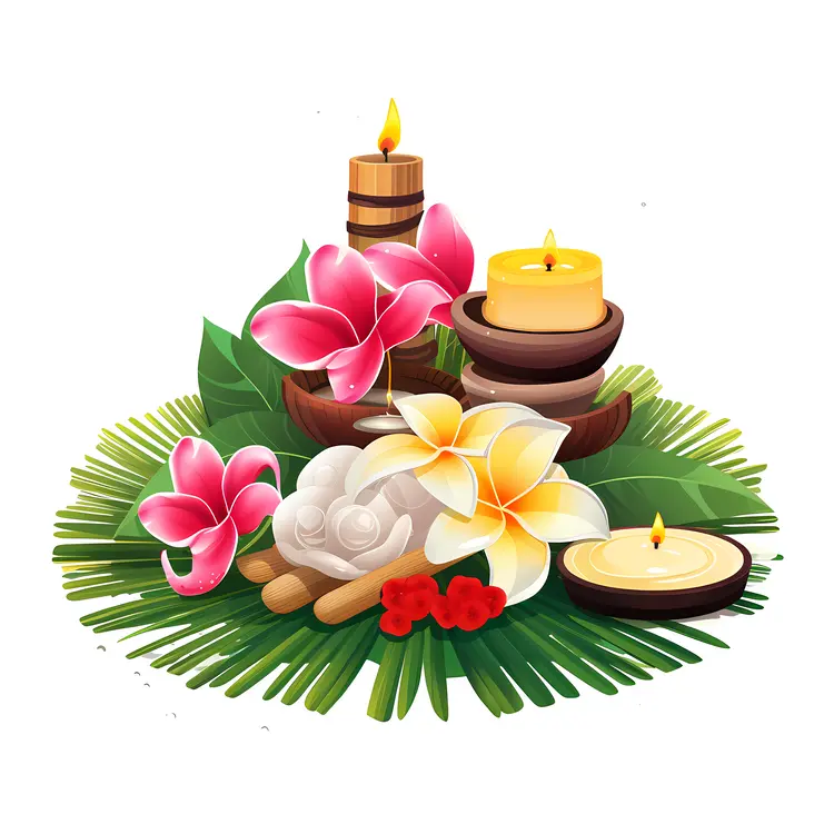 Candles and Flowers with Bamboo Decor