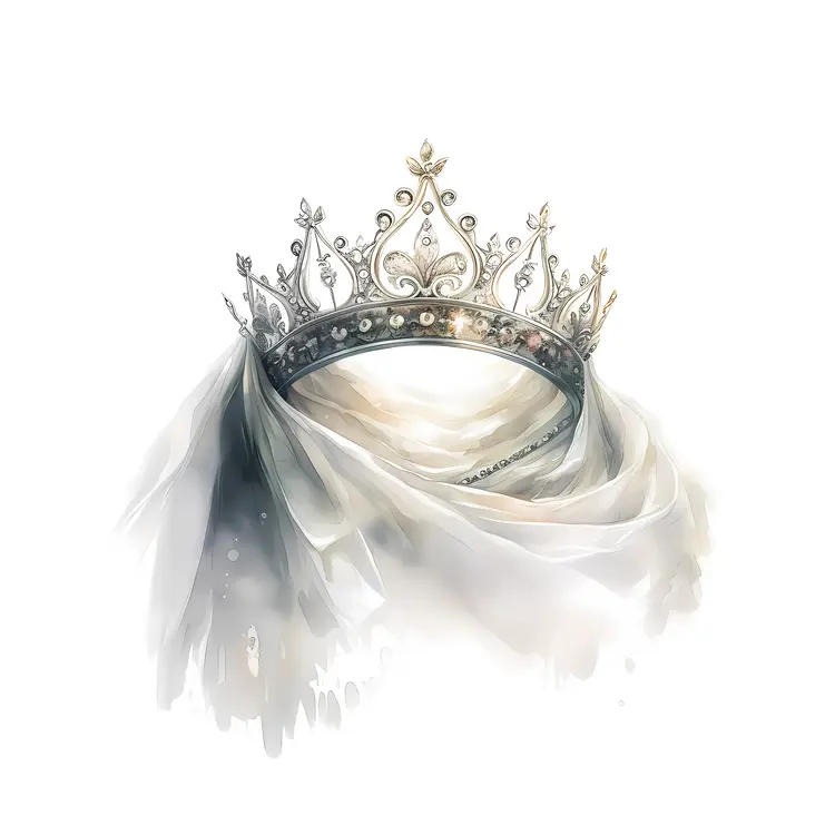 Regal Crown with Veil Illustration