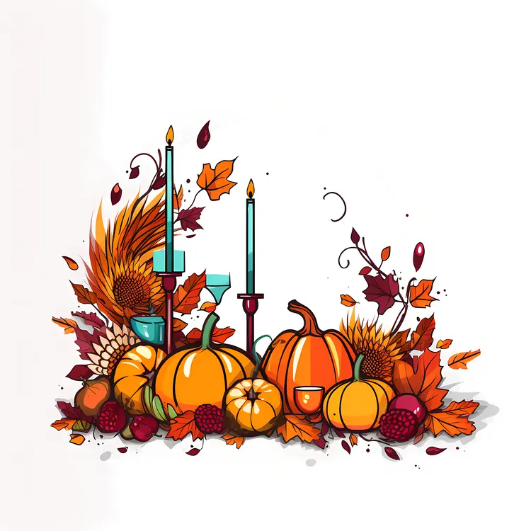 Autumn Decor with Pumpkins and Candles