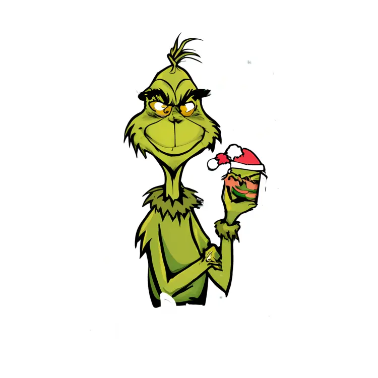 Grinch Holding a Small Santa Hat