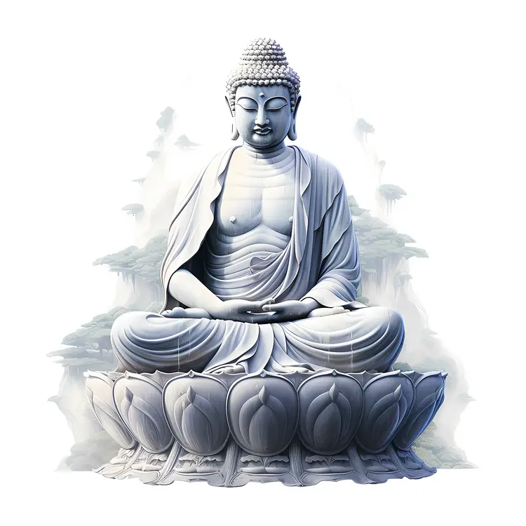 White Meditating Buddha on Lotus