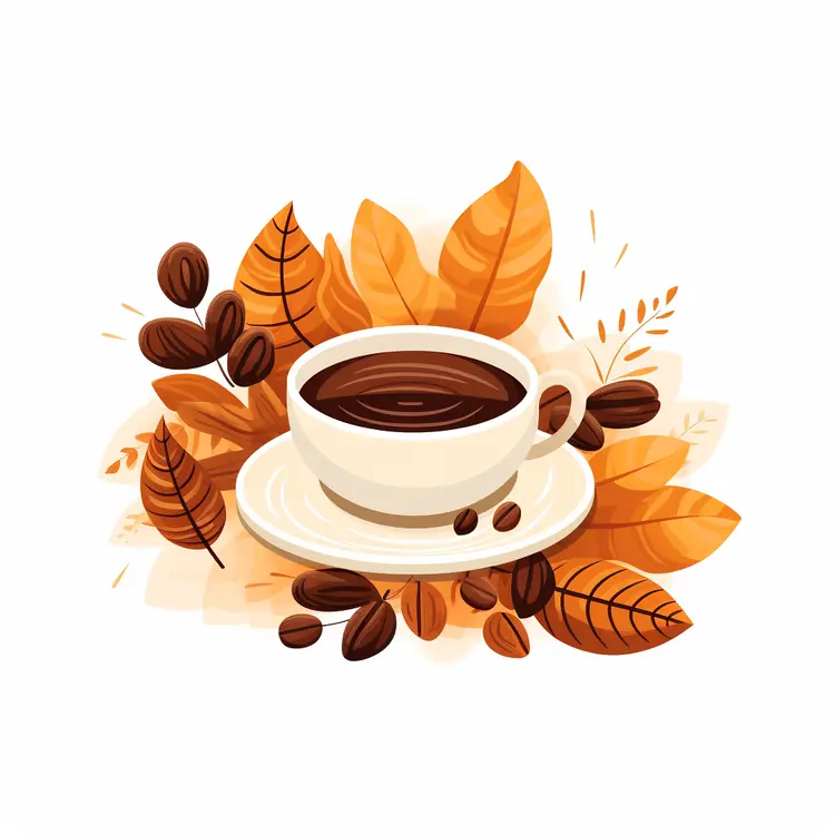 Coffee cup with autumn leaves