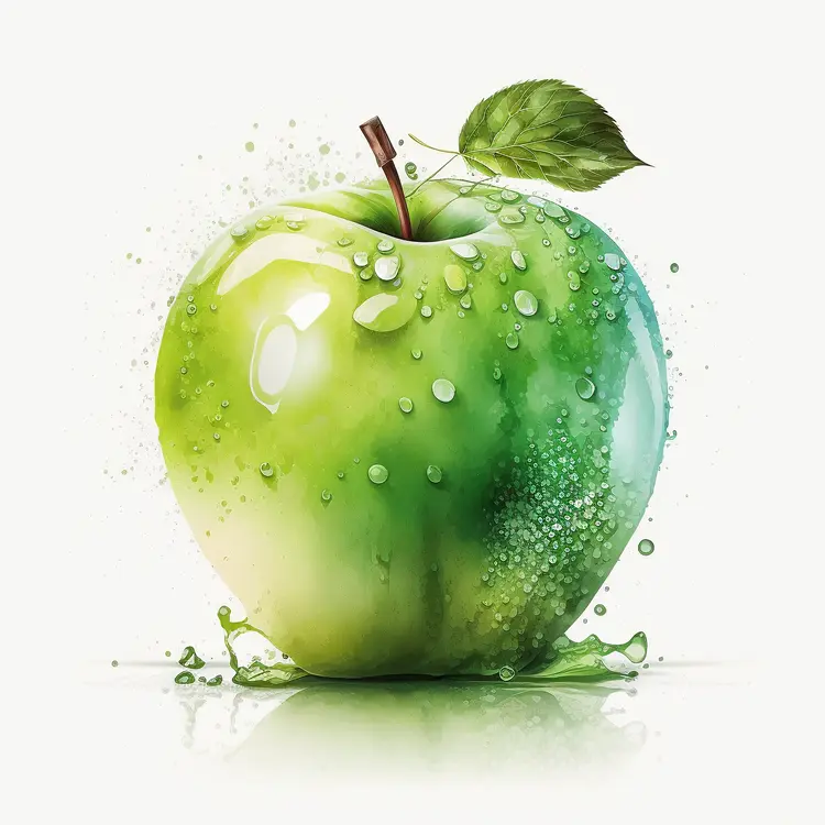 Fresh Green Apple with Water Droplets