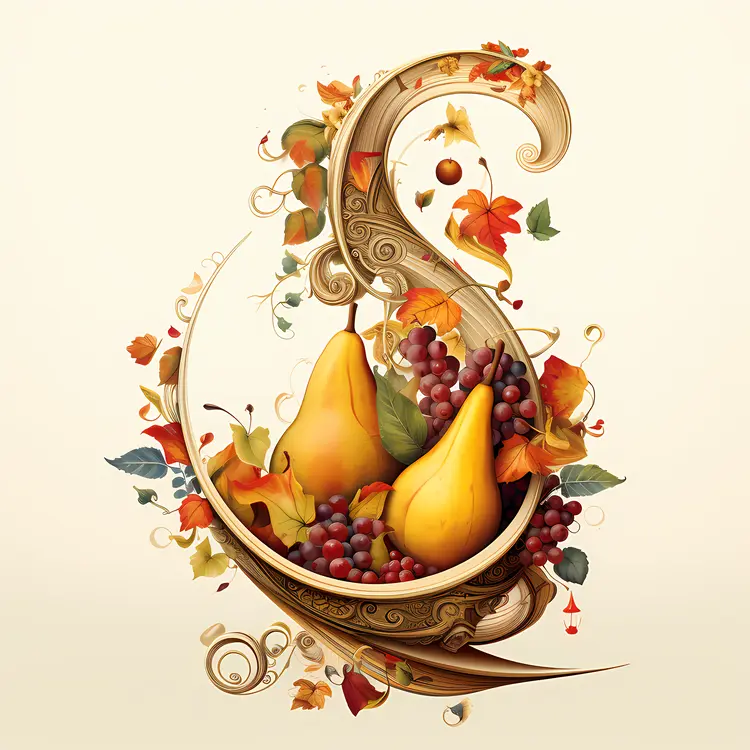Cornucopia with Pears and Grapes