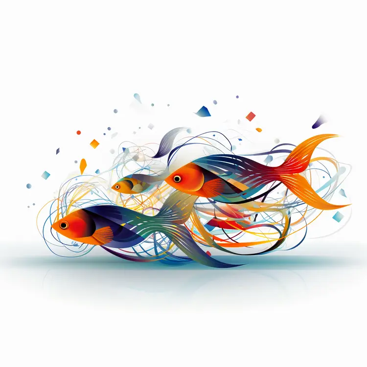 Colorful Fish Swimming Illustration