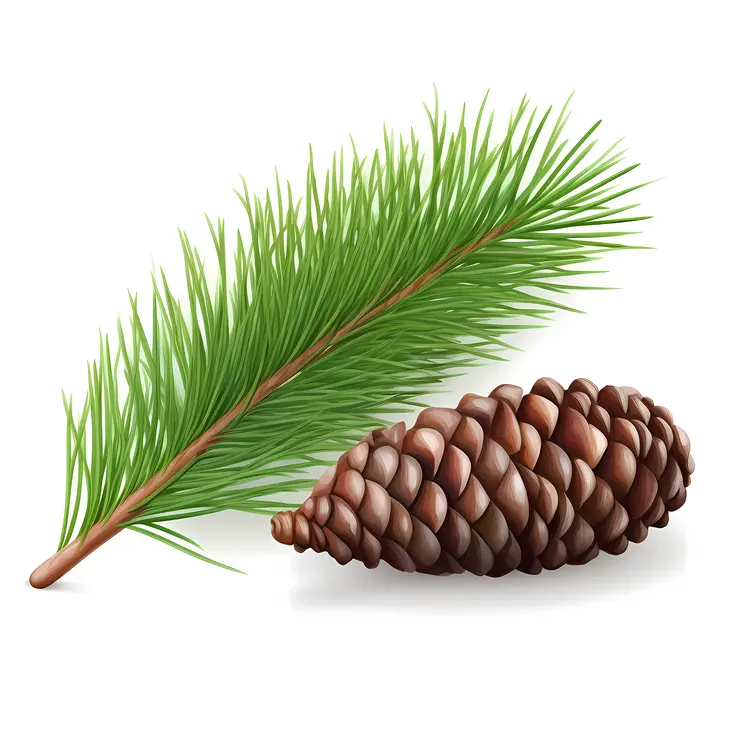 Pine Cone and Branch Illustration