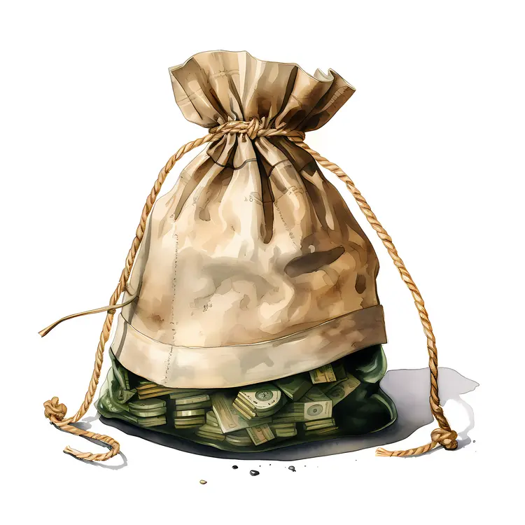 Brown Money Bag with Cash