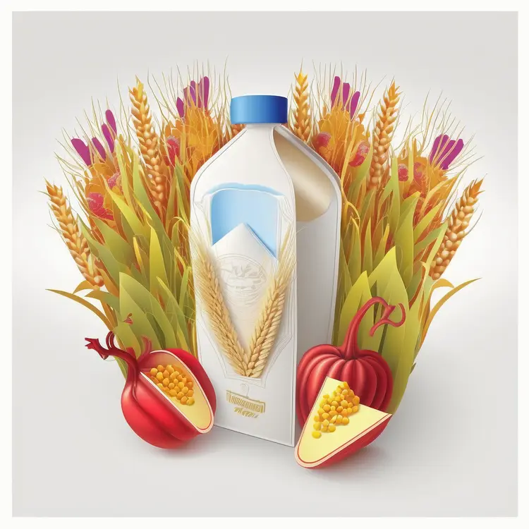 Milk Carton with Harvest Vegetables and Wheat