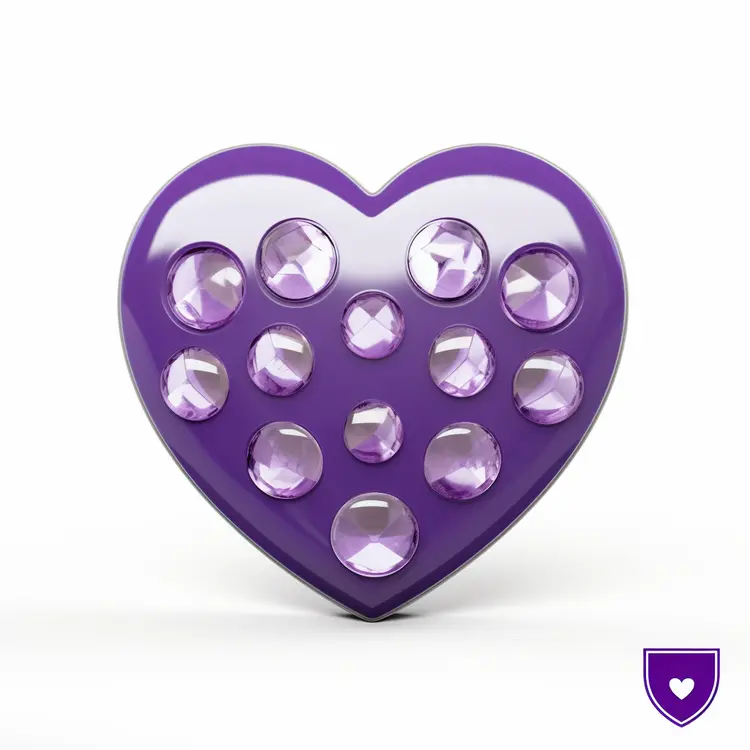 Purple Heart-shaped Object with Gemstones