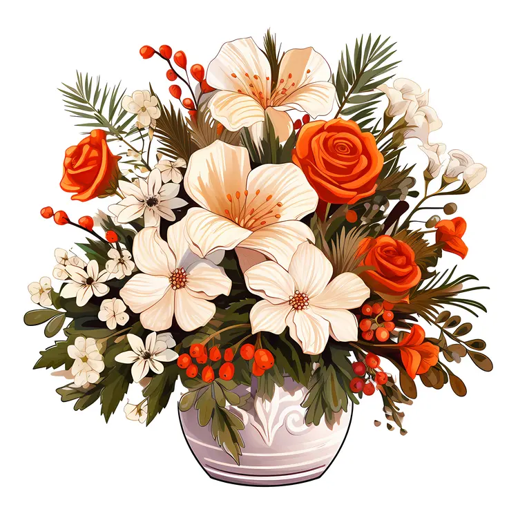 Vibrant Orange and White Flowers in Vase