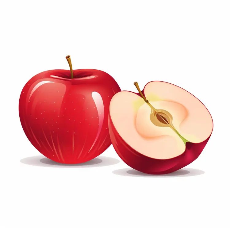 Whole and Sliced Red Apple