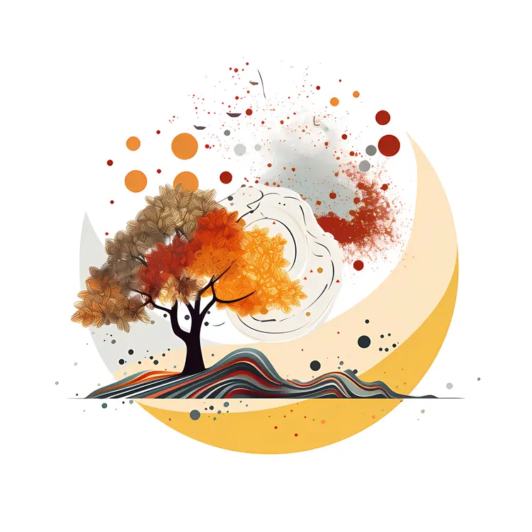 Tree with Abstract Elements in Autumn