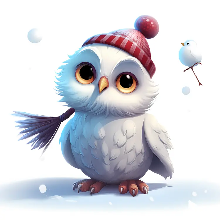 Cute owl with winter hat