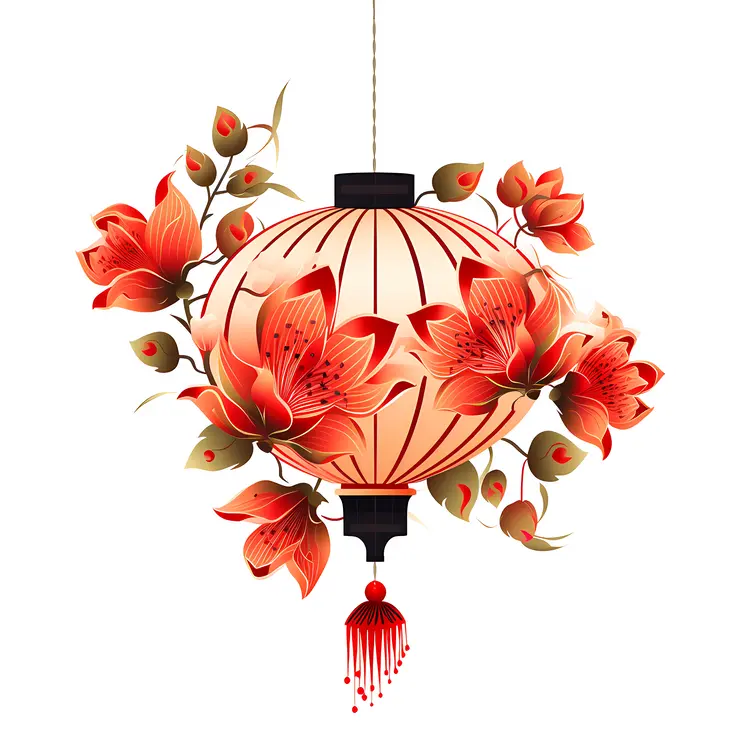 Floral Red Lantern
