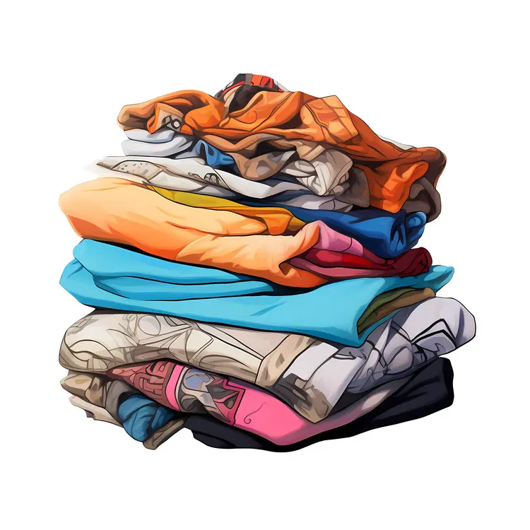 Colorful Folded Clothes in a Pile
