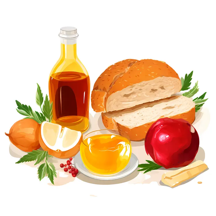 Traditional Rosh Hashanah Bread with Honey and Fruits