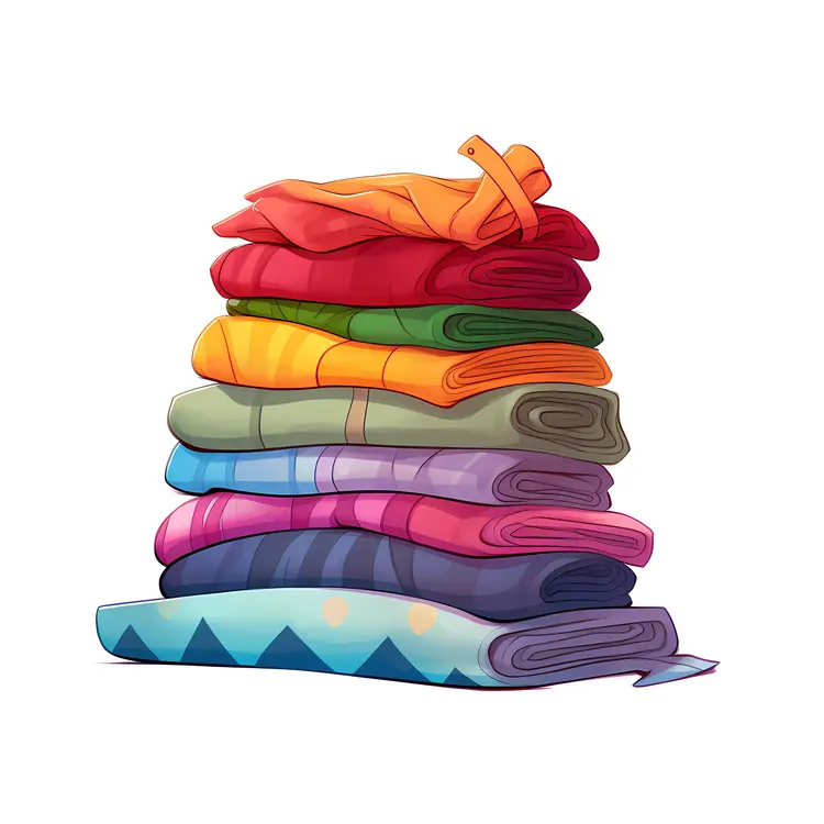 Neatly Stacked Colorful Folded Clothes