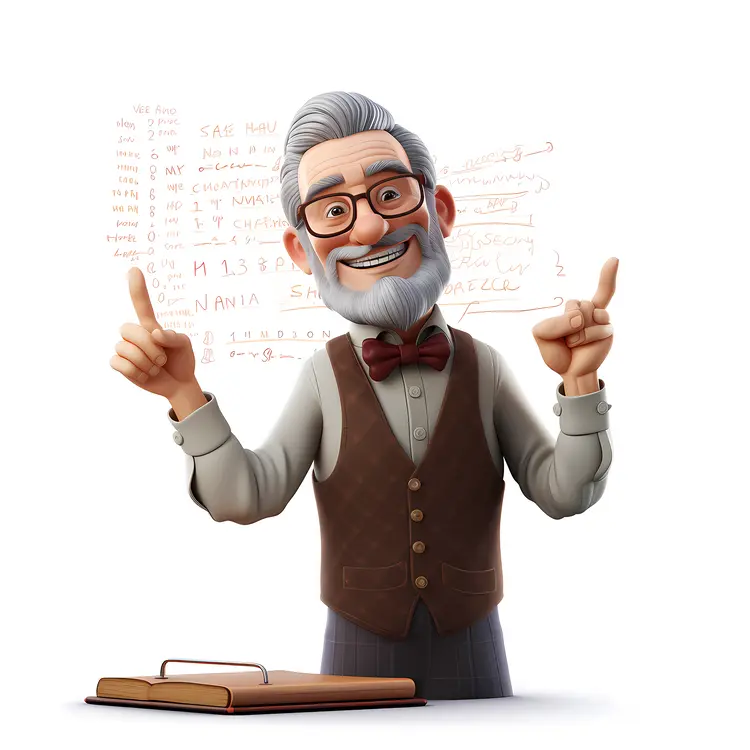 Smiling Professor with Book and Glasses