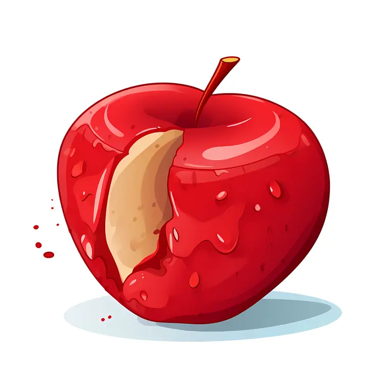 Bitten Red Apple Illustration